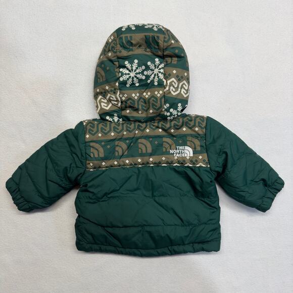 The North Face Baby 0-3M Reversible Mount Chimbo Full-Zip Hooded Jacket Green - Picture 5 of 9